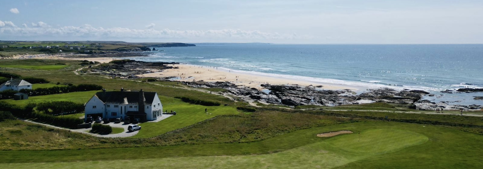 Westwinds, a white family house standing alone above Booby's Bay on the Cornish coast